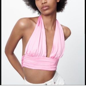Zara pink halter bra top